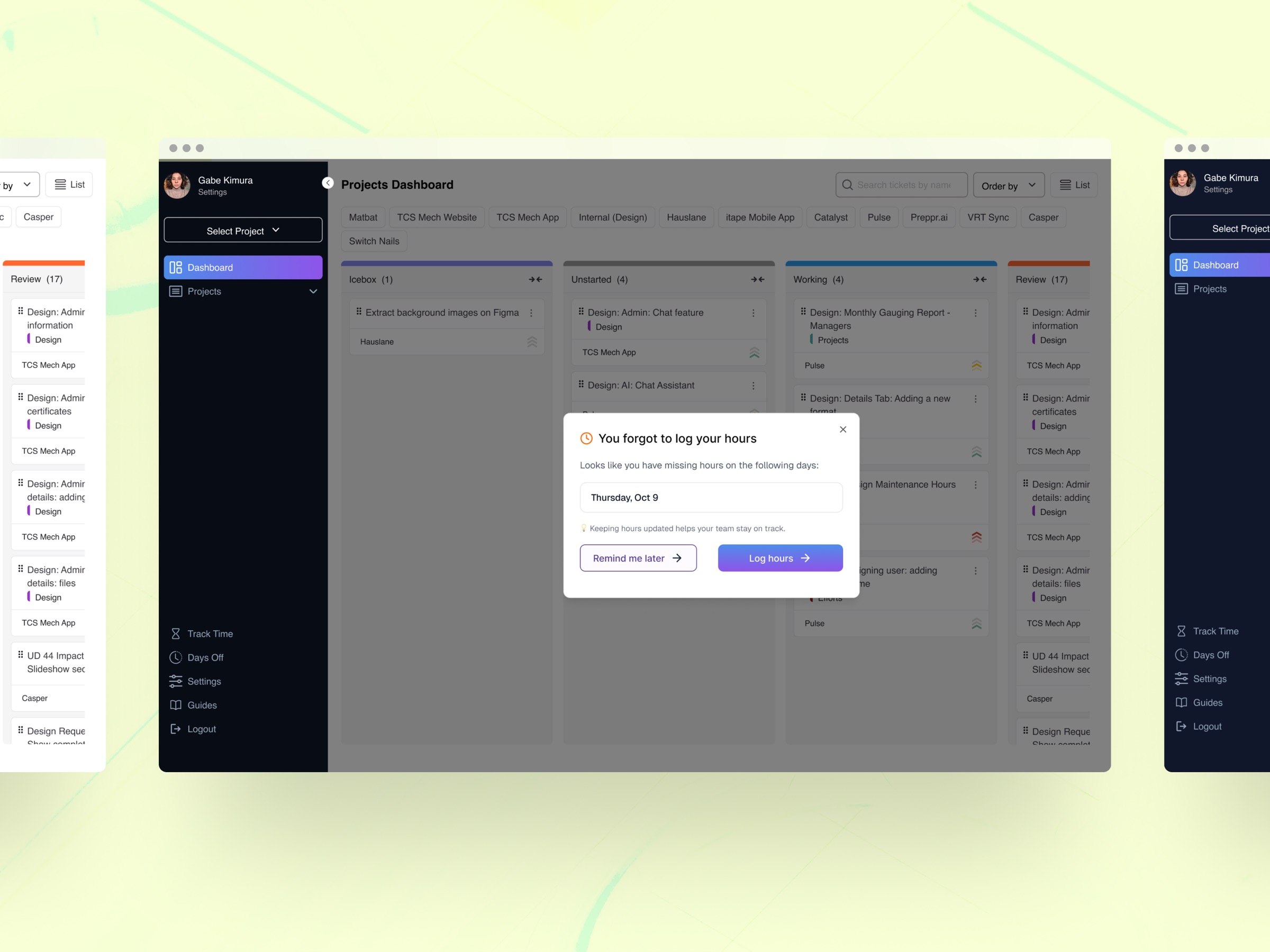 Protótipo do modal de lembrete contextual do Pulse